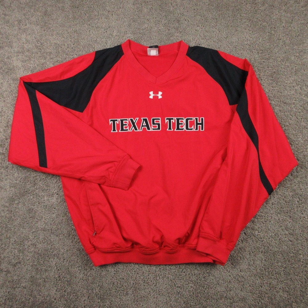Texas Tech Red Raiders Jacket Mens Medium Red Under Armour V-Neck Windbreaker